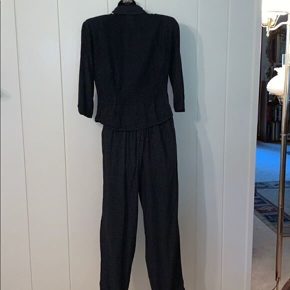 Vtg 80s does 40s black polka dots 2 pc outfit - Picture 4 of 8